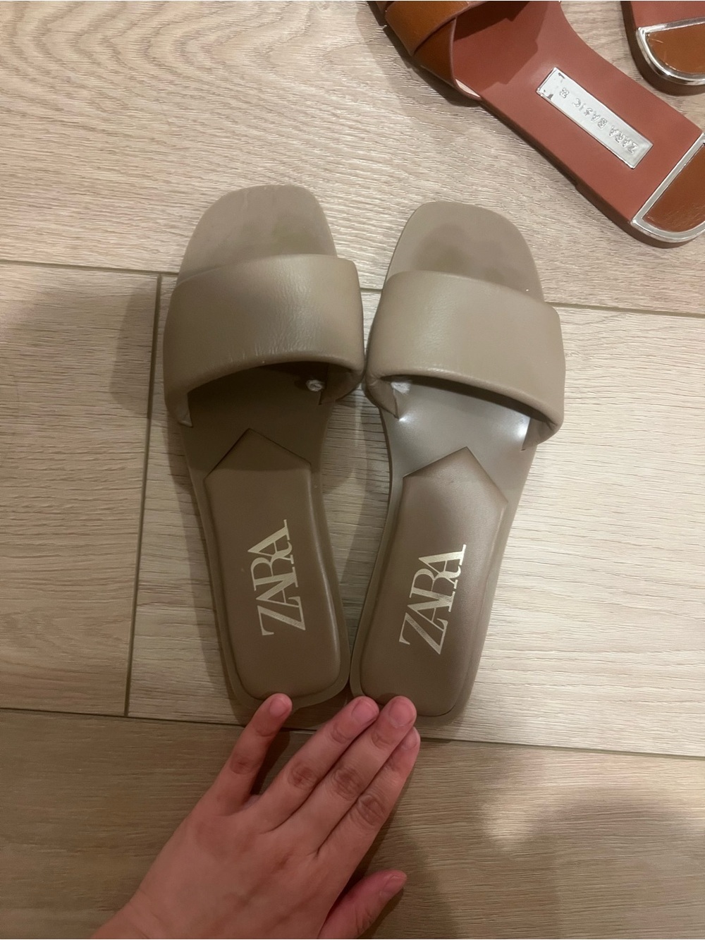 ZARA Taupe Slide Sandals